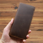 Men's crazy horse leather long wallet, view 2 - MRSLM
