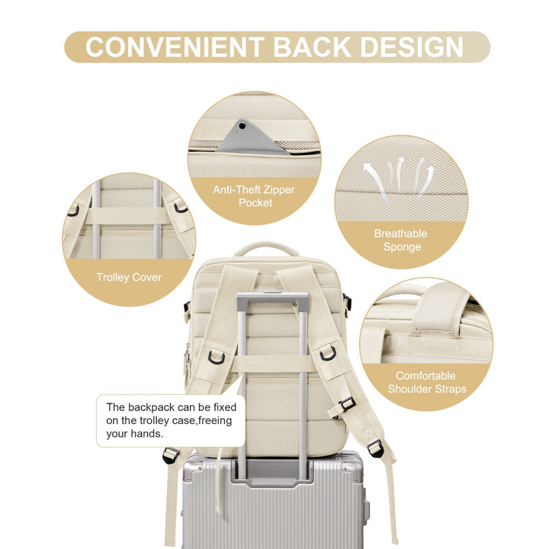 stylish nylon travel backpack, view 6 - MRSLM