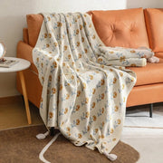floral knitted throw blanket, view 3 - MRSLM