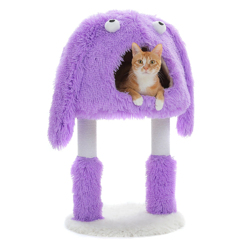 Purple monster cat tree tower, view 2 - MRSLM