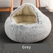 cozy round plush cat bed, view 3 - MRSLM