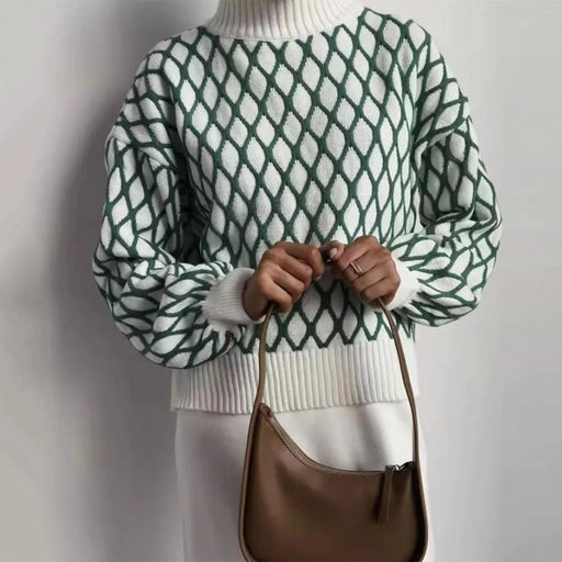 Striped turtleneck knit sweater, view 3 - MRSLM