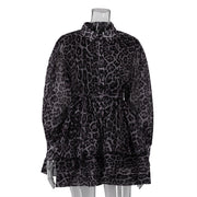 chiffon leopard print dress, view 6 - MRSLM