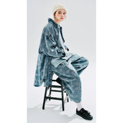 Floral jacquard denim long shirt coat, view 2 - MRSLM