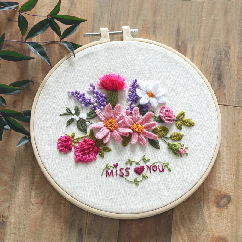 flower and squirrel embroidery starter kit, view 2 - MRSLM