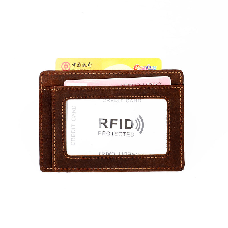 crazy horse leather card holder, view 3 - MRSLM