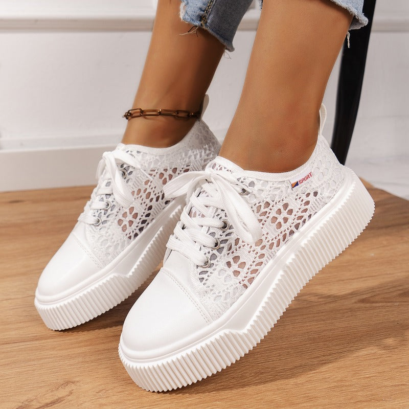 women's lace-up platform sneakers, view 2 - MRSLM