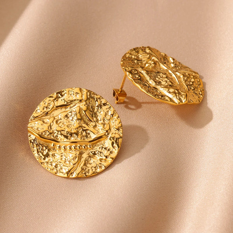 gold heart stud earrings, view 9 - MRSLM