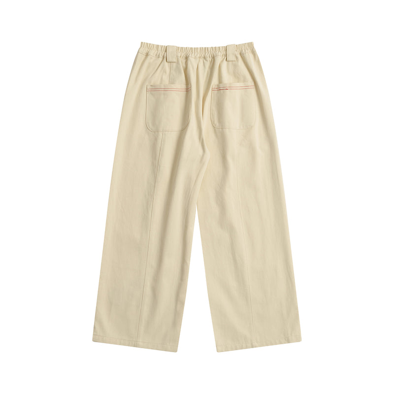 High-waist cotton pants with fruit embroidery, view 7 - MRSLM