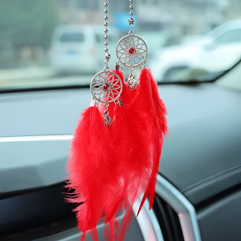 dream catcher car ornament with feather, view 7 - MRSLM
