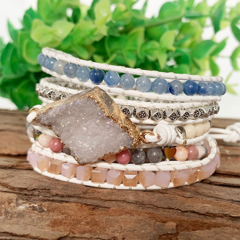 gold bound natural geode wrap bracelet, view 5 - MRSLM
