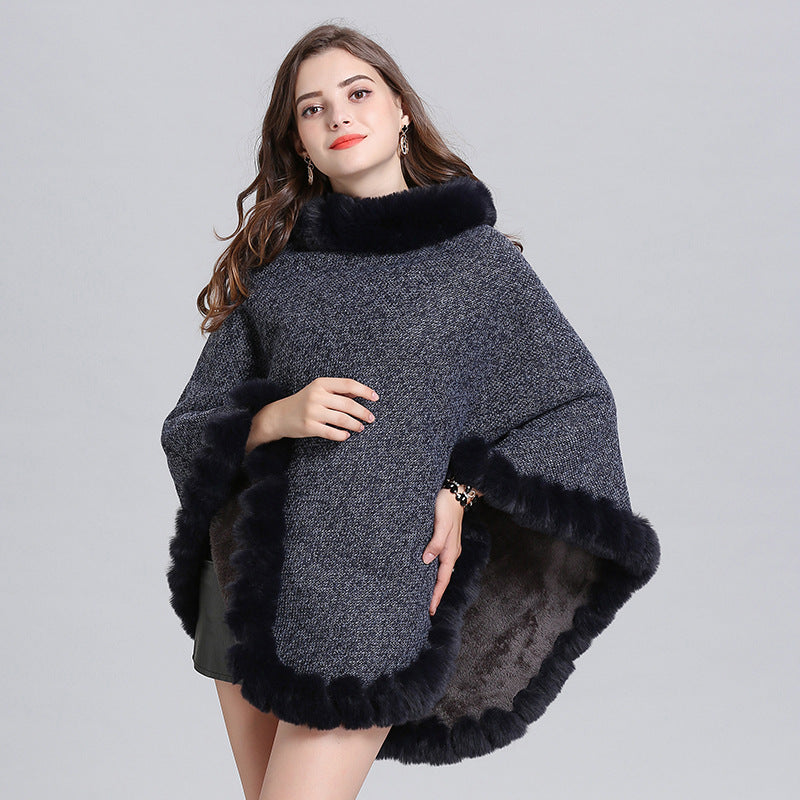 Women's Knit Cape Shawl with Batwing Sleeves