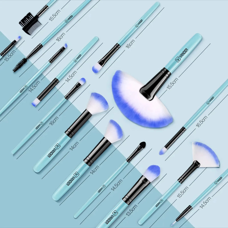 32pcs blue makeup brushes set, view 6 - MRSLM