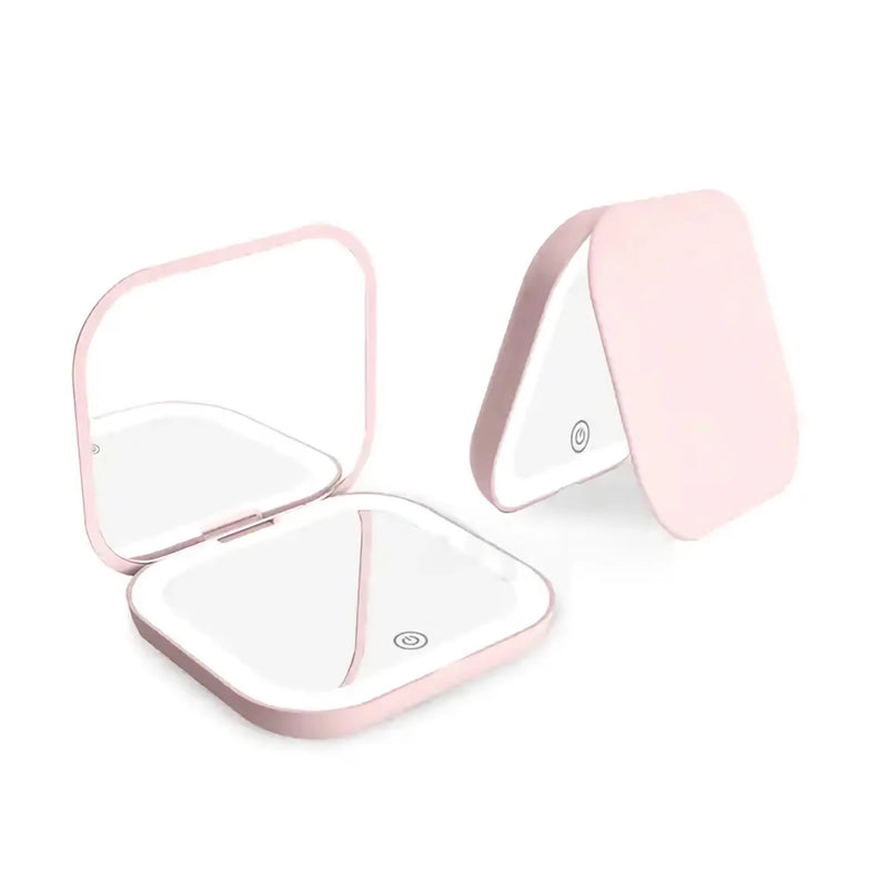 compact LED folding makeup mirror, view 3 - MRSLM