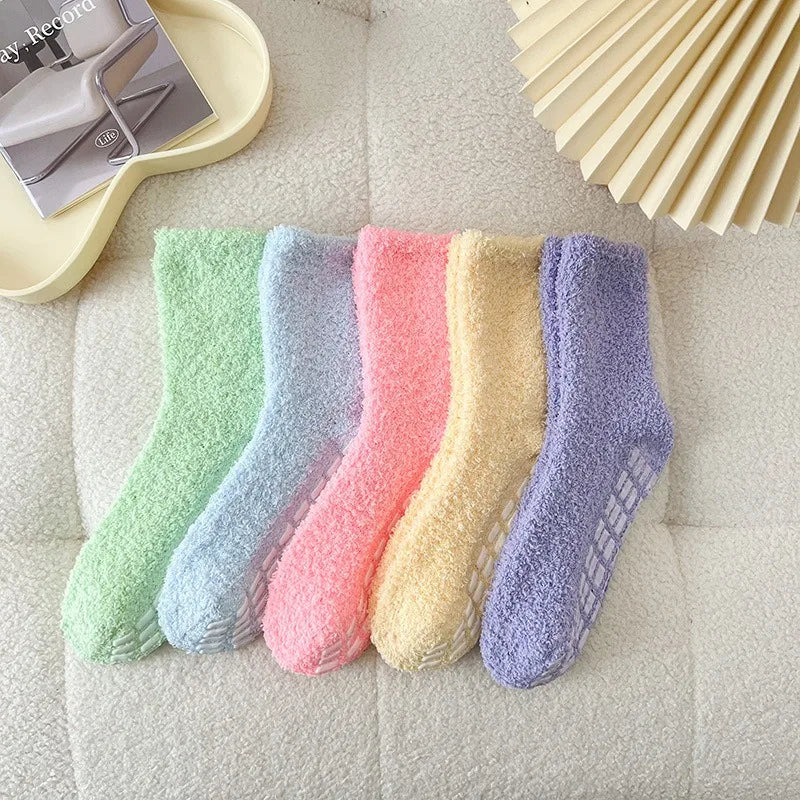 coral velvet anti-slip indoor socks, view 8 - MRSLM