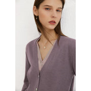 minimalist v-neck wool blend cardigan, view 7 - MRSLM