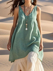 sleeveless v-neck beach dress, view 9 - MRSLM