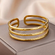 multi-layer gold stainless steel bangle bracelet - MRSLM