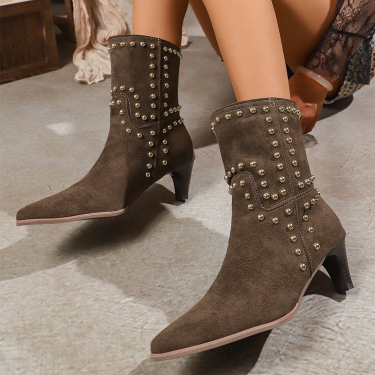 Women's studded western ankle boots, view 3 - MRSLM