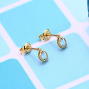 sky blue water drop ear studs - MRSLM