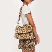leopard print faux fur crossbody bag - MRSLM