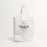plaited raffia straw bucket bag, view 7 - MRSLM