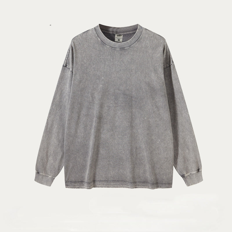 mens cotton long sleeve loose pullover, view 3 - MRSLM
