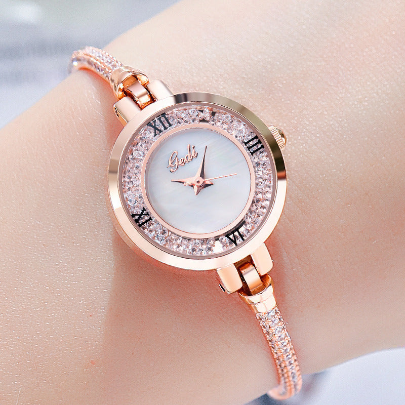 Women's rose gold bracelet watch, view 5 - MRSLM