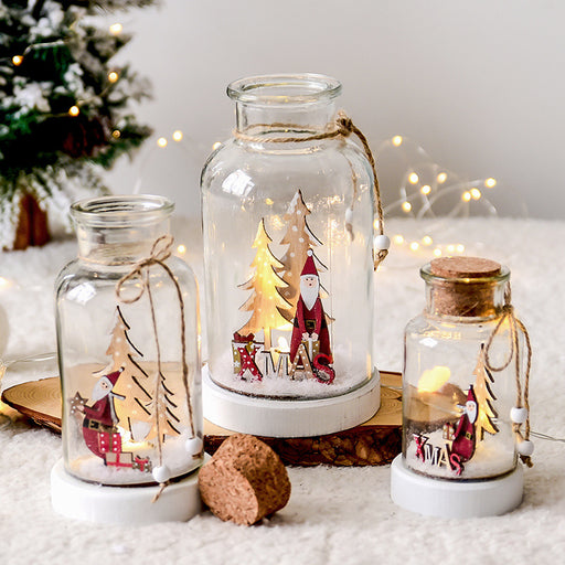 Light-up Christmas glass jar snow scene decoration - MRSLM