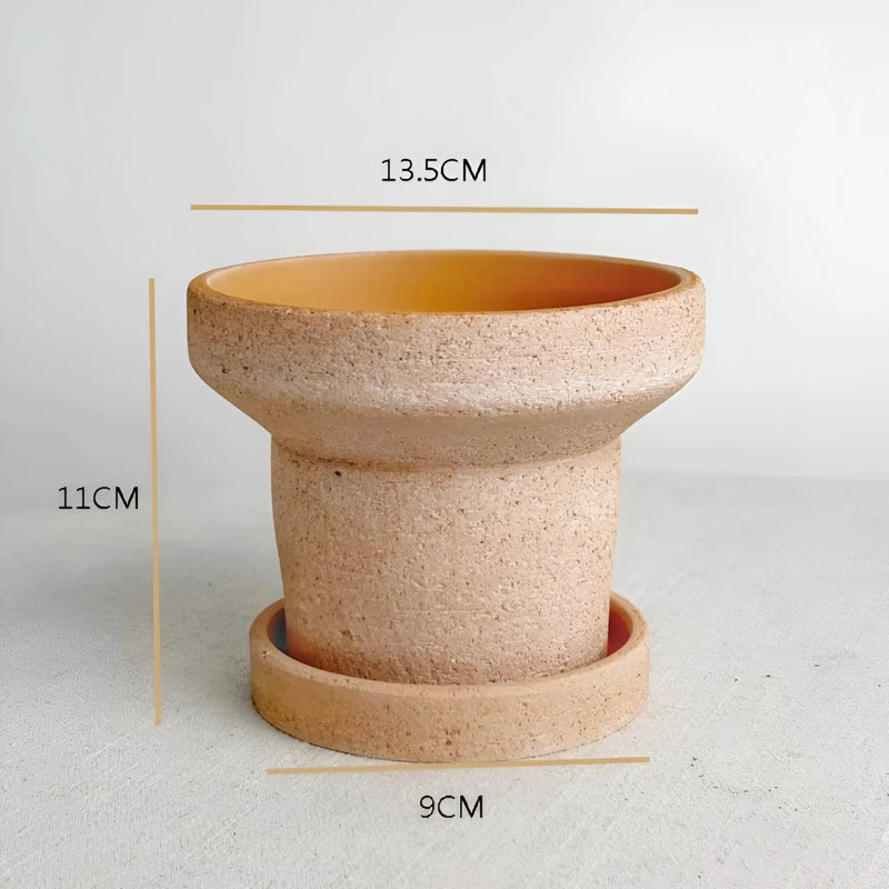 terracotta water pipe planter with tray, view 2 - MRSLM