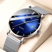 ultra-thin blue dial quartz watch, view 2 - MRSLM