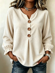 Women's corduroy long sleeve blouse, view 4 - MRSLM