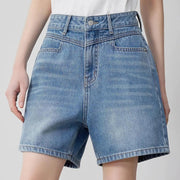 high-waist denim shorts, view 3 - MRSLM