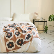 floral knitted cotton throw blanket, view 5 - MRSLM