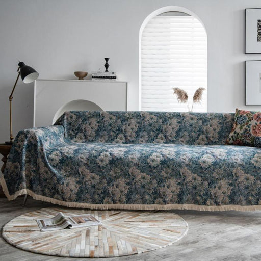 blue flower jacquard sofa slipcover - MRSLM