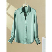silk v-neck blouse, view 16 - MRSLM