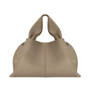 ruched pleated PU leather tote bag, view 3 - MRSLM