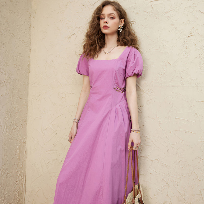 a-line mini dress with square collar, view 5 - MRSLM
