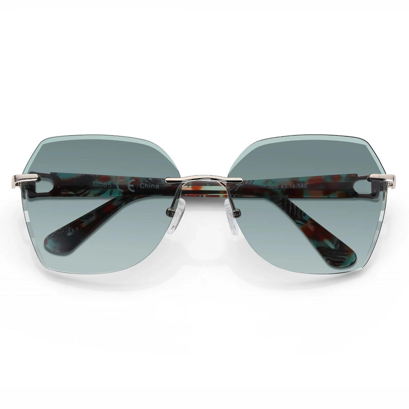 rimless geometric gradient sunglasses, view 10 - MRSLM