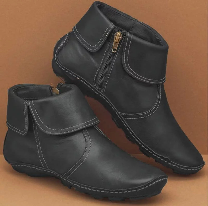 Women's flat fold-over ankle boots, view 5 - MRSLM