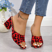 Leopard square-toe chunky heel sandals, view 8 - MRSLM