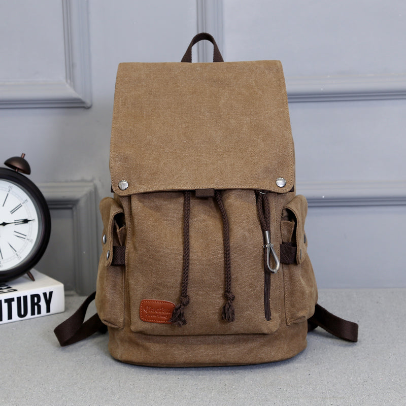 Retro men's casual canvas backpack, view 5 - MRSLM