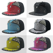 Punk armor rivet flat brim hat, view 9 - MRSLM