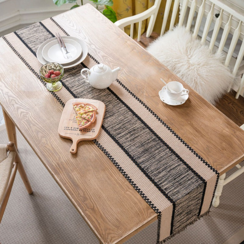 woven cotton-linen table runner, view 4 - MRSLM