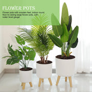 Modern self-watering planter with wooden stand, view 4 - MRSLM