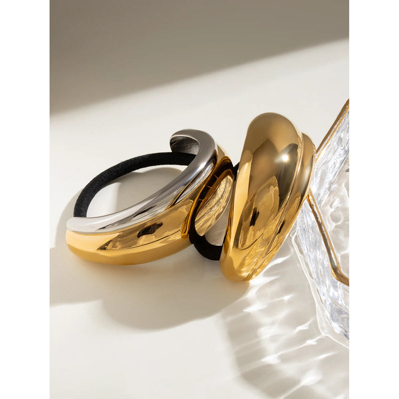 gold plated crescent hair tie, view 5 - MRSLM