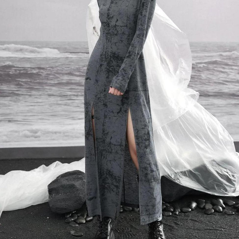 hooded high neck knit dress - MRSLM