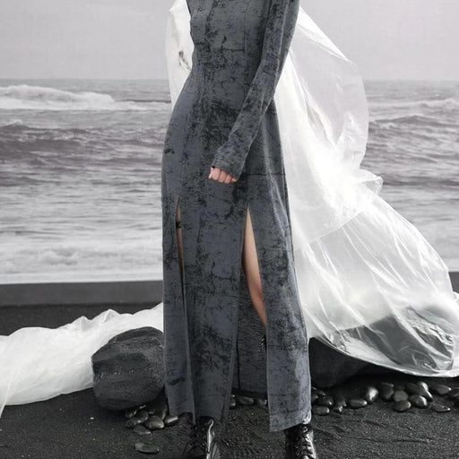 hooded high neck knit dress - MRSLM