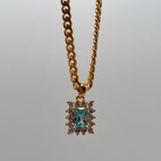 Square zircon titanium steel necklace, view 3 - MRSLM