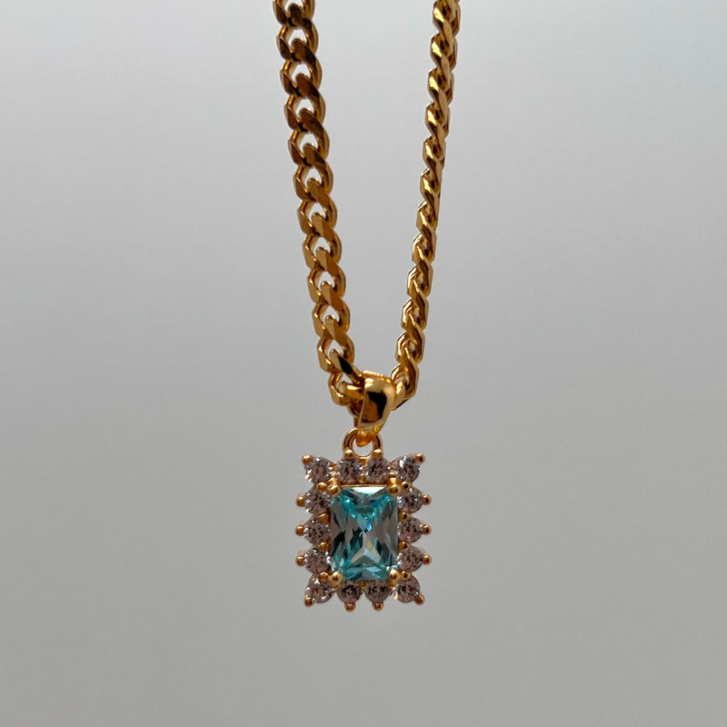 Square zircon titanium steel necklace, view 3 - MRSLM